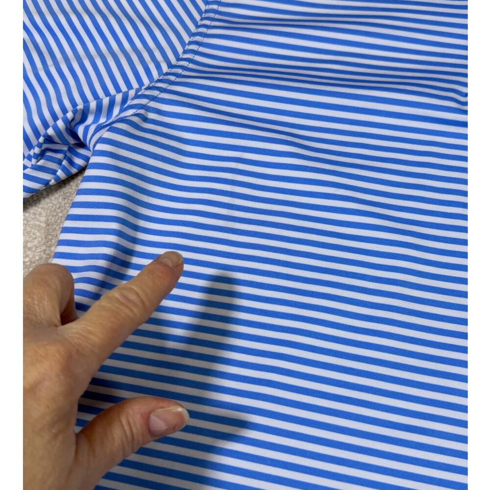 Vineyard Vines Performance Men XL Blue White Striped Golf Polo Athleisure Shirt - Picture 6 of 7